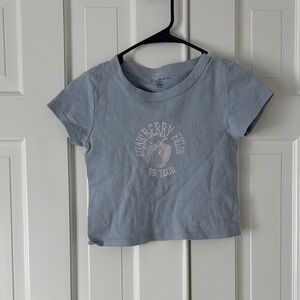 Brandy Melville Blue Strawberry Fields Crop Top